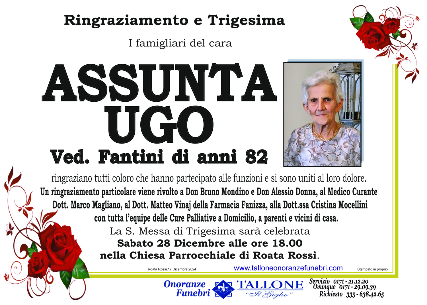 <br />
<b>Warning</b>:  Undefined variable $info in <b>/home/tallone/public_html/ringraziamenti.php</b> on line <b>68</b><br />
Assunta Ugo